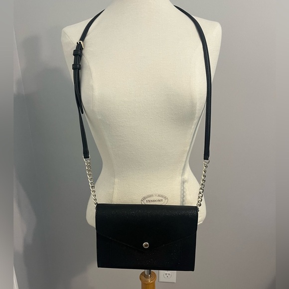 Kate Spade Black Glitter Crossbody Bag with Silver Chain Accent NWOT - Picture 5 of 9